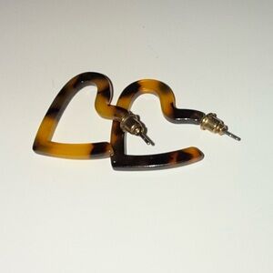 Tortoise Shell Heart Hoop Earrings